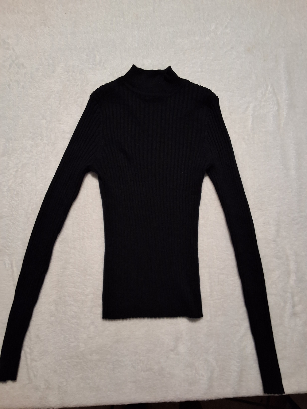 Every Detail LA Black Ribbed Mock Neck Sweater